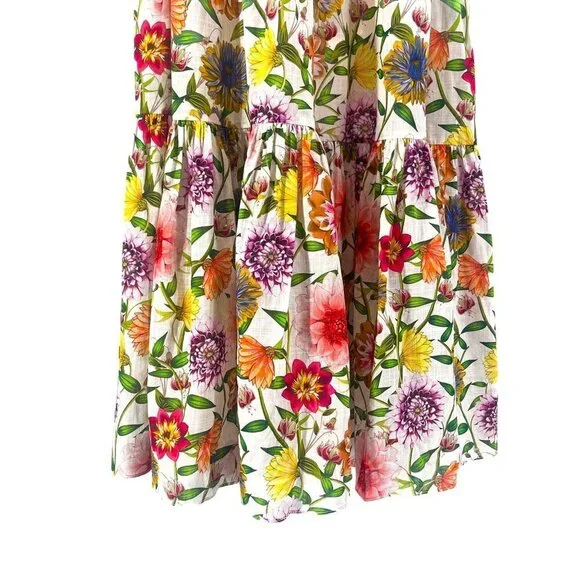 NEW Borgo De Nor Petra One Shoulder Ruffle Midi Dress Tiered Floral Print - Picture 11 of 16